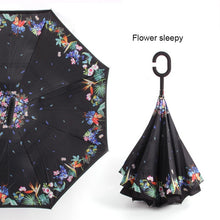 Load image into Gallery viewer, Anti UV Inverted Umbrella Reverse Night Snow Windproof Folding Sunny and Rainy Men and Women Double Layer Umbrellas Stand Inside