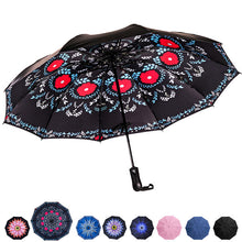 Load image into Gallery viewer, Reverse Folding Automatic Umbrella Inverted Inside Out Sun Rain Women Umbrella 10 Ribs Strong Windproof Women's Umbrellas