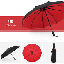 Load image into Gallery viewer, 3Folding Fully automatic Wind resistance Umbrella Rain Women Double Umbrella cloth The New Business Fashion Outdoor Male Parasol