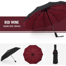 Load image into Gallery viewer, 3Folding Fully automatic Wind resistance Umbrella Rain Women Double Umbrella cloth The New Business Fashion Outdoor Male Parasol
