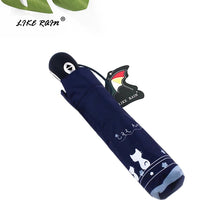 Load image into Gallery viewer, LIKE RAIN Cute Cat Women Umbrella Creative Cartoon Girl Automatic Umbrella Rain Women Three-Folding Travel Pocket Parasol UBY29