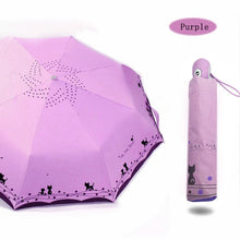 Load image into Gallery viewer, LIKE RAIN Cute Cat Women Umbrella Creative Cartoon Girl Automatic Umbrella Rain Women Three-Folding Travel Pocket Parasol UBY29