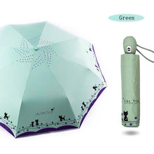 Load image into Gallery viewer, LIKE RAIN Cute Cat Women Umbrella Creative Cartoon Girl Automatic Umbrella Rain Women Three-Folding Travel Pocket Parasol UBY29