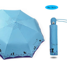 Load image into Gallery viewer, LIKE RAIN Cute Cat Women Umbrella Creative Cartoon Girl Automatic Umbrella Rain Women Three-Folding Travel Pocket Parasol UBY29
